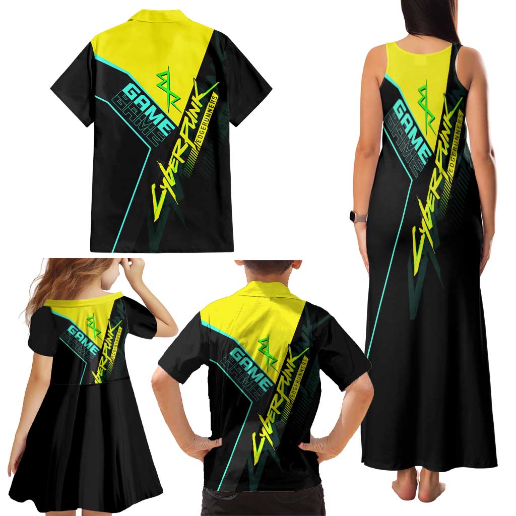 David Martinez Cyberpunk Edgerunners Family Matching Tank Maxi Dress and Hawaiian Shirt Futuristic Neon Anime Style