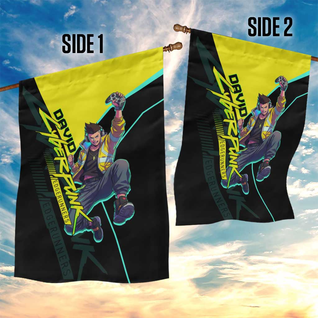 David Martinez Cyberpunk Edgerunners Garden Flag Futuristic Neon Anime Style