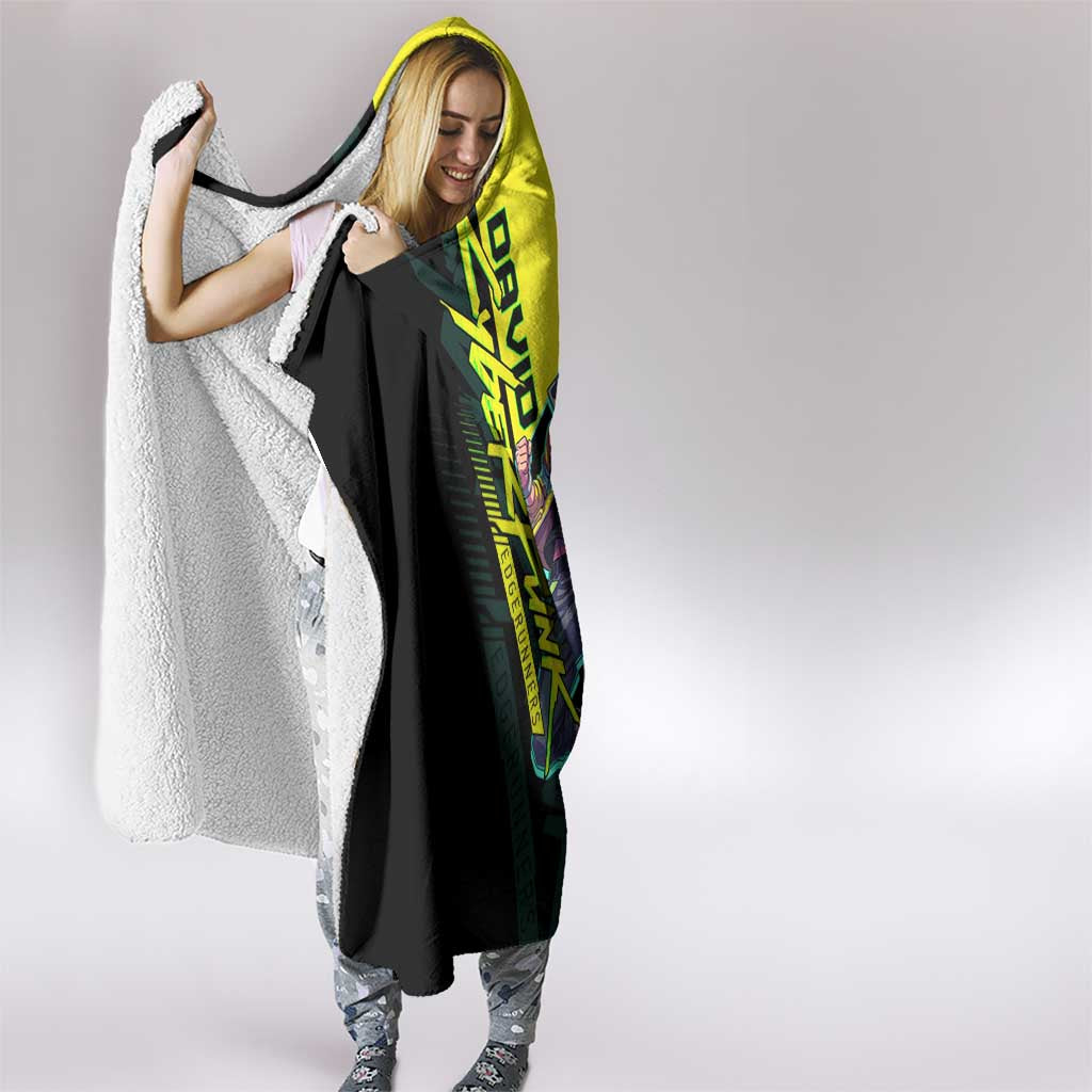 David Martinez Cyberpunk Edgerunners Hooded Blanket Futuristic Neon Anime Style
