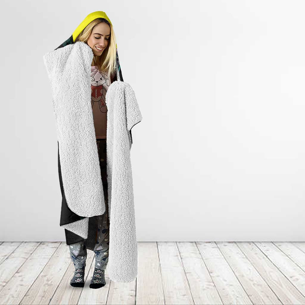 David Martinez Cyberpunk Edgerunners Hooded Blanket Futuristic Neon Anime Style