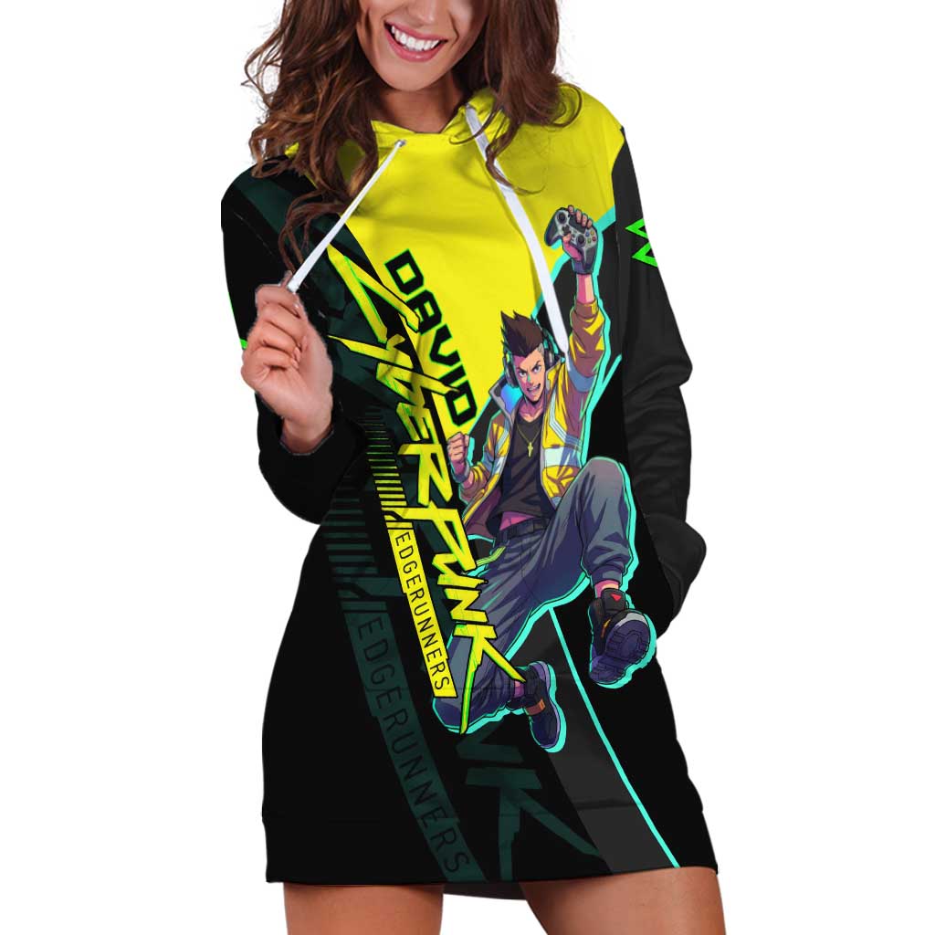 David Martinez Cyberpunk Edgerunners Hoodie Dress Futuristic Neon Anime Style