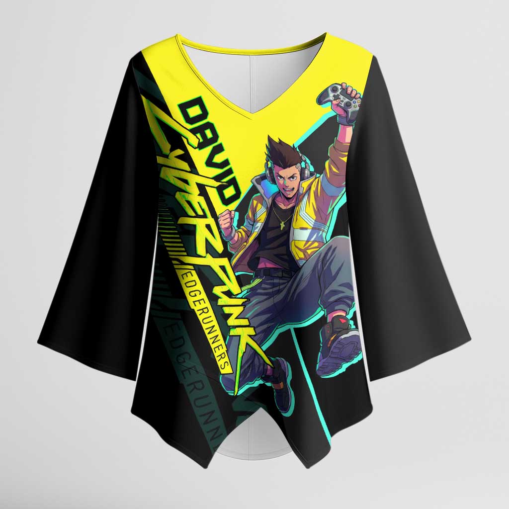 David Martinez Cyberpunk Edgerunners Kimono Sleeve Blouse Futuristic Neon Anime Style