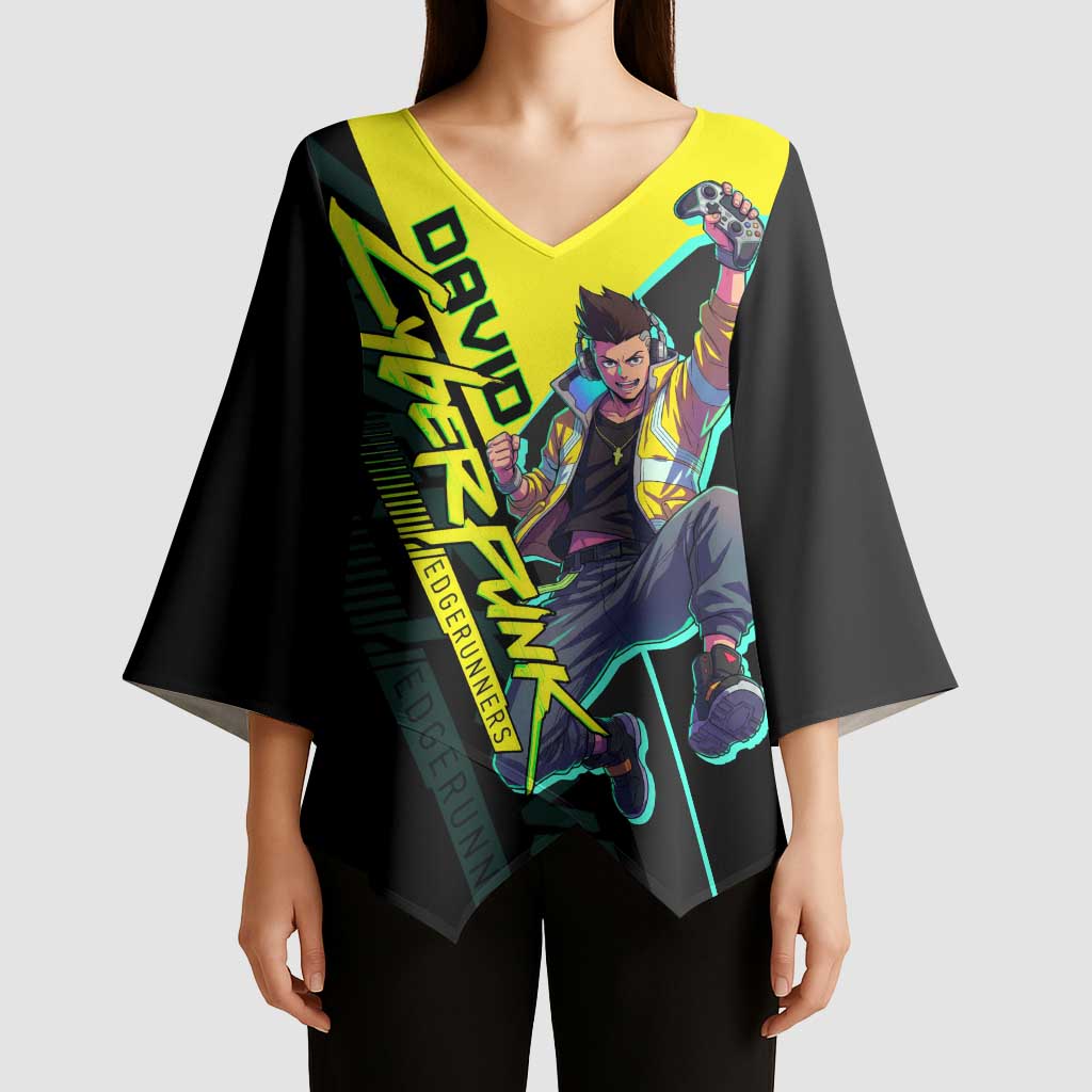 David Martinez Cyberpunk Edgerunners Kimono Sleeve Blouse Futuristic Neon Anime Style