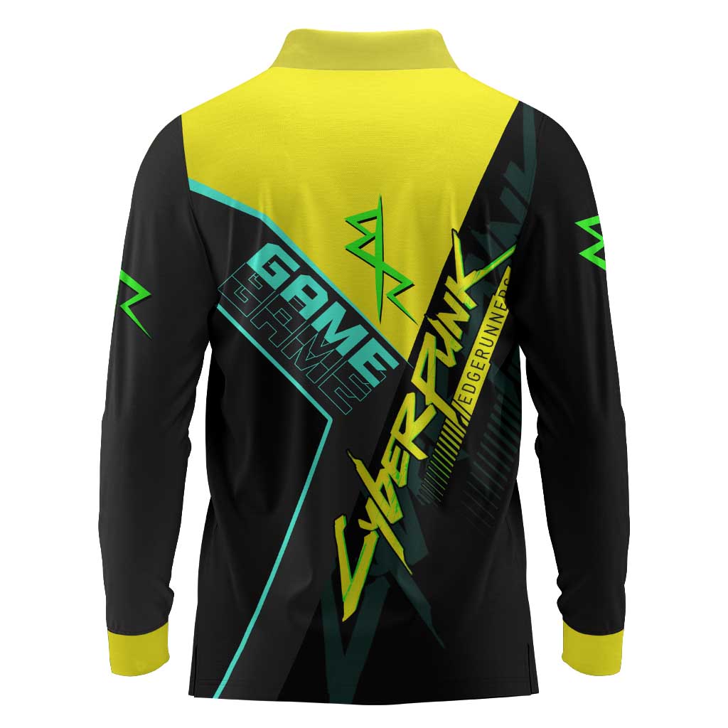 David Martinez Cyberpunk Edgerunners Long Sleeve Polo Shirt Futuristic Neon Anime Style