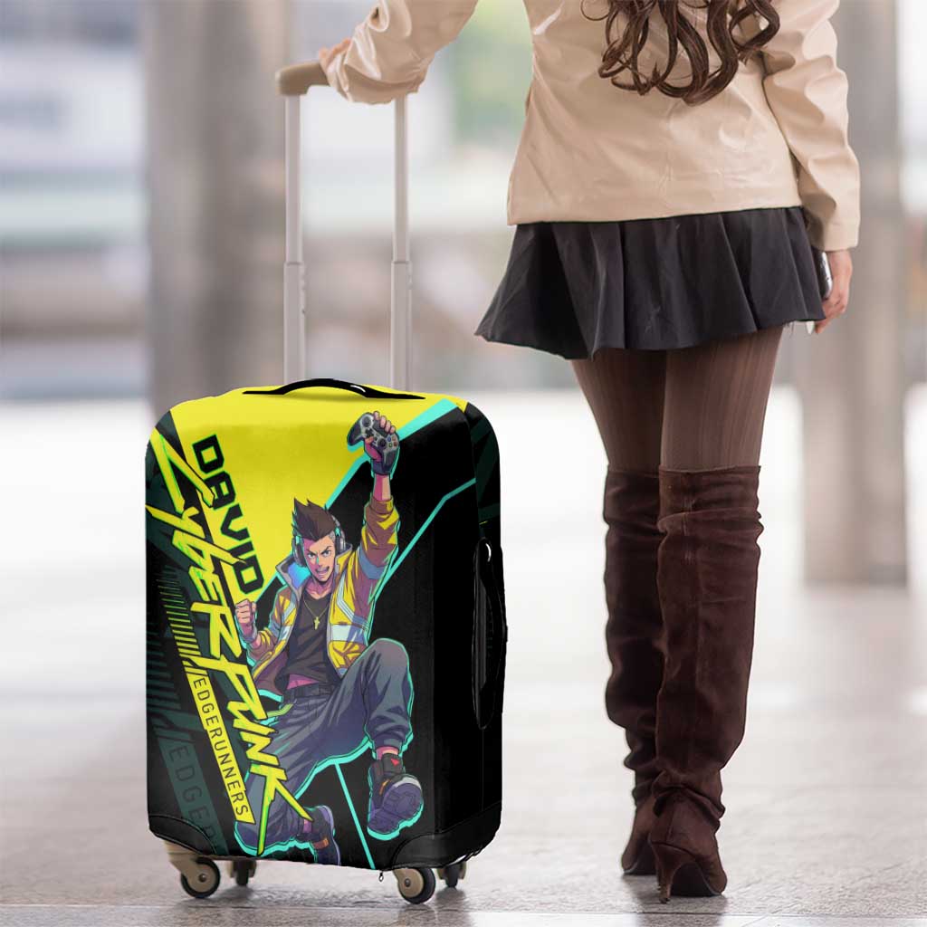 David Martinez Cyberpunk Edgerunners Luggage Cover Futuristic Neon Anime Style