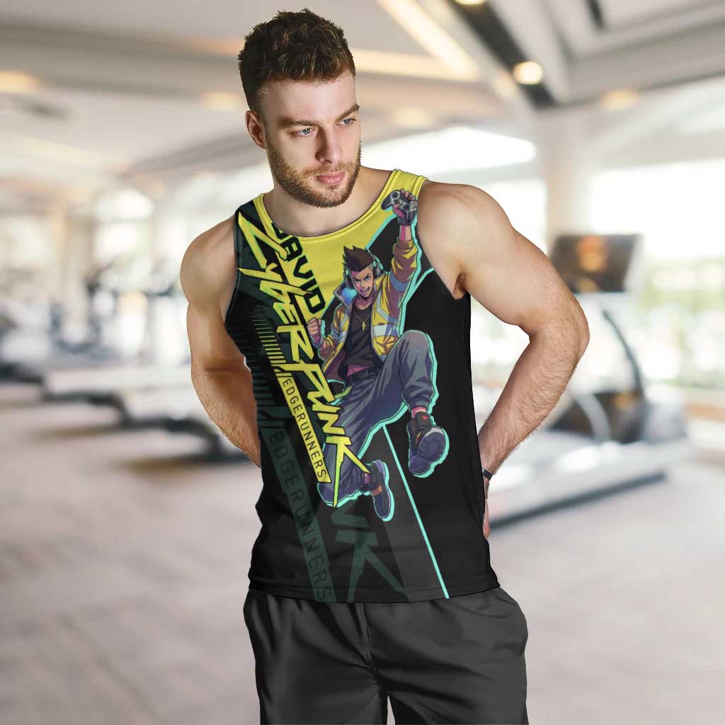 David Martinez Cyberpunk Edgerunners Men Tank Top Futuristic Neon Anime Style