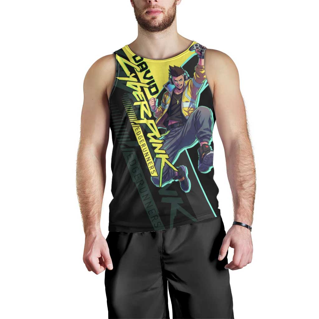 David Martinez Cyberpunk Edgerunners Men Tank Top Futuristic Neon Anime Style