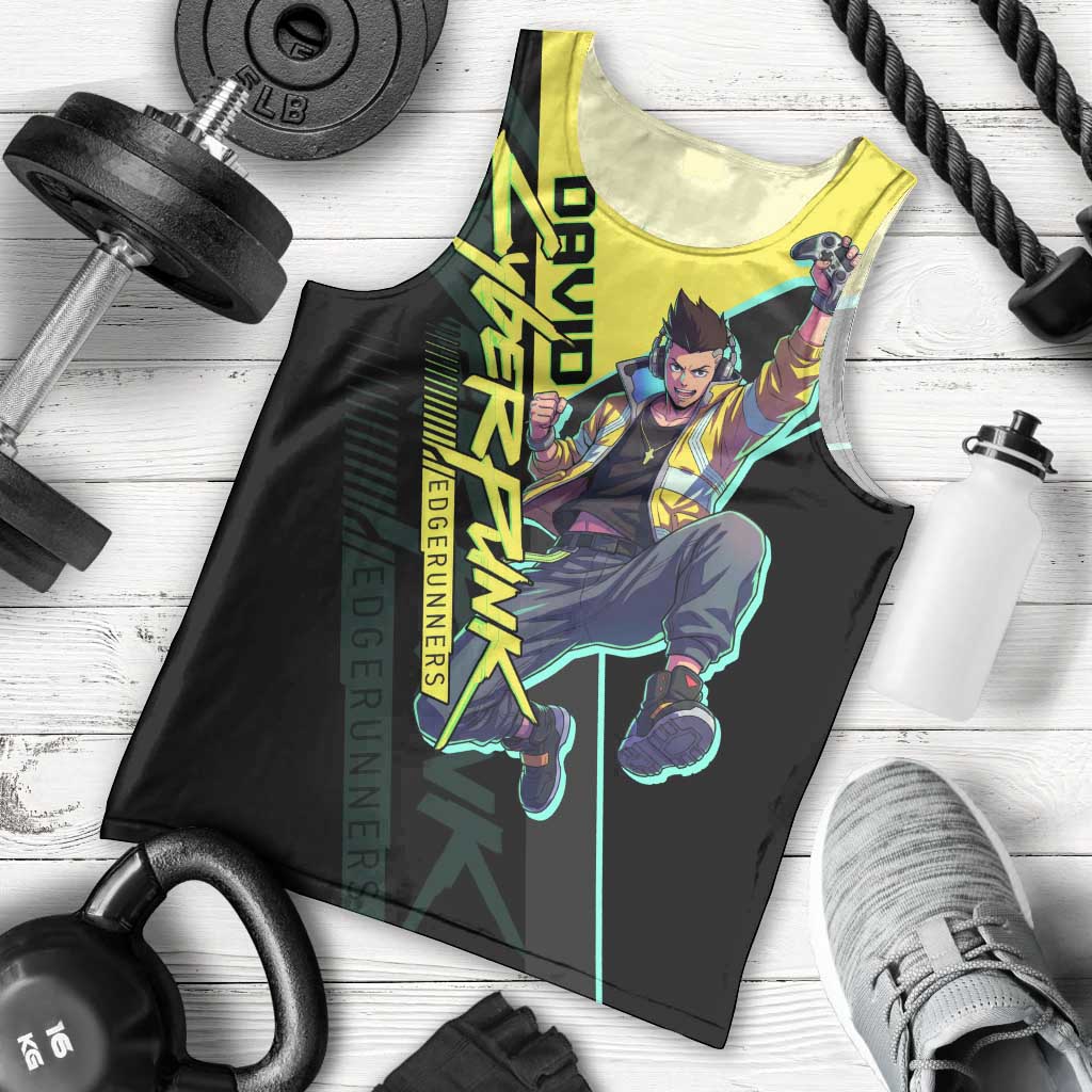 David Martinez Cyberpunk Edgerunners Men Tank Top Futuristic Neon Anime Style