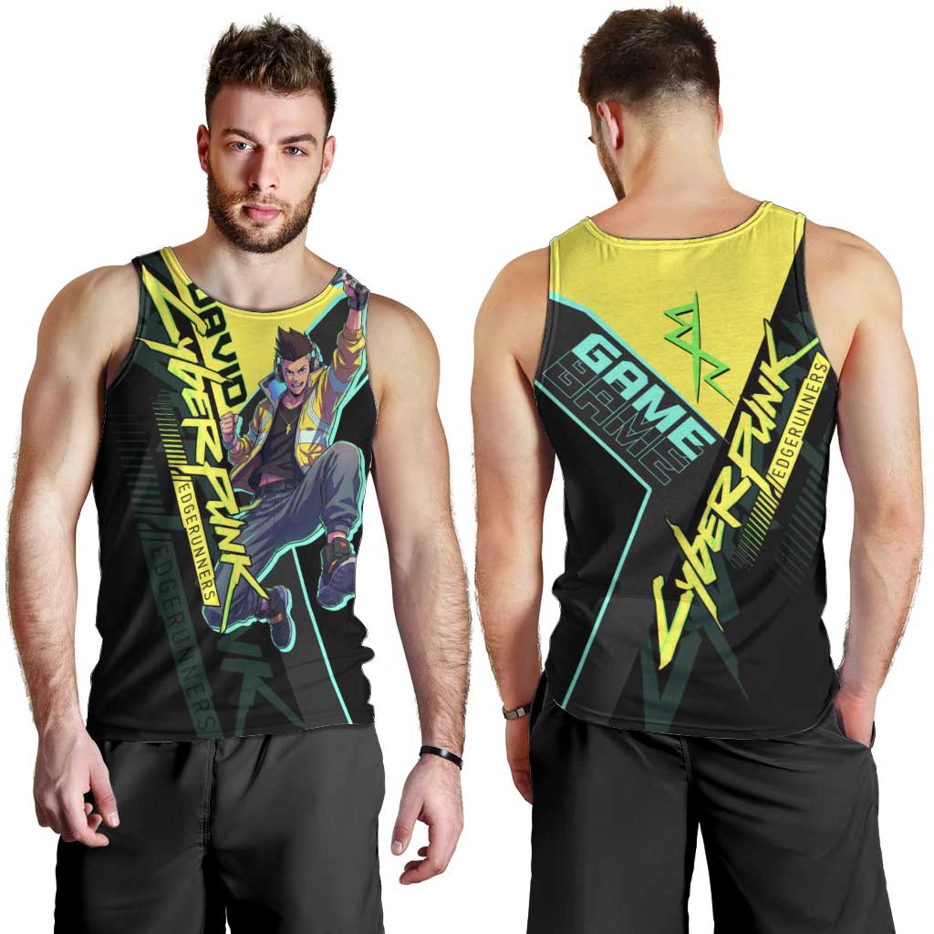 David Martinez Cyberpunk Edgerunners Men Tank Top Futuristic Neon Anime Style
