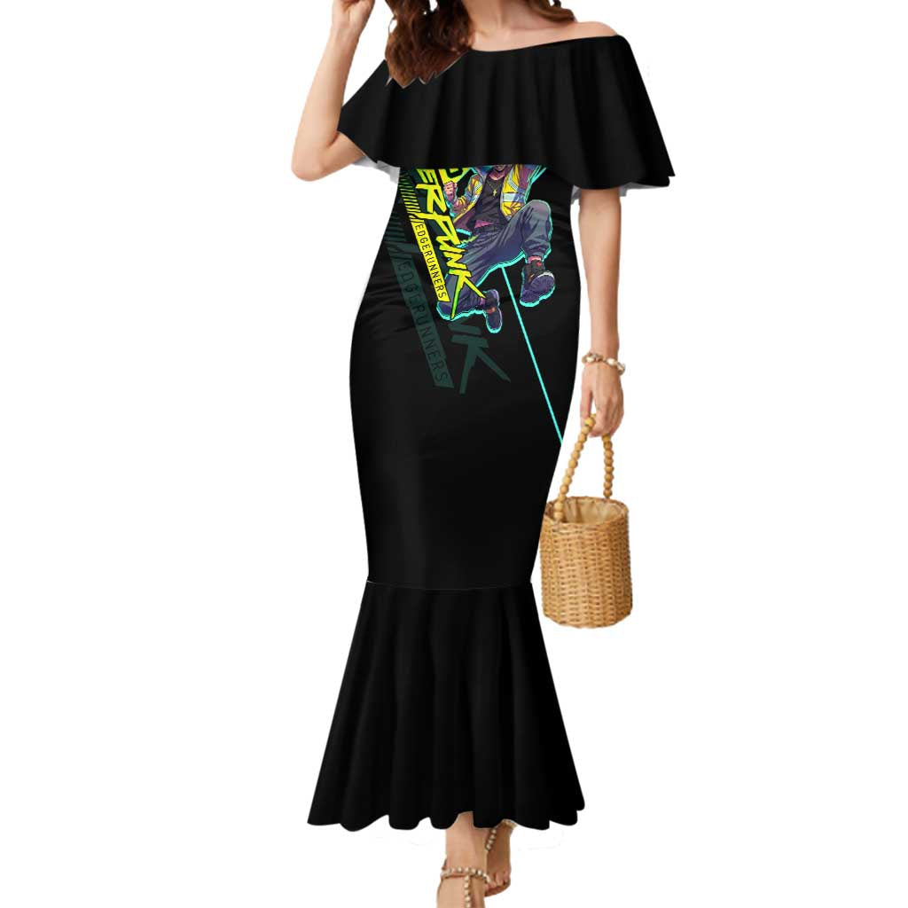 David Martinez Cyberpunk Edgerunners Mermaid Dress Futuristic Neon Anime Style