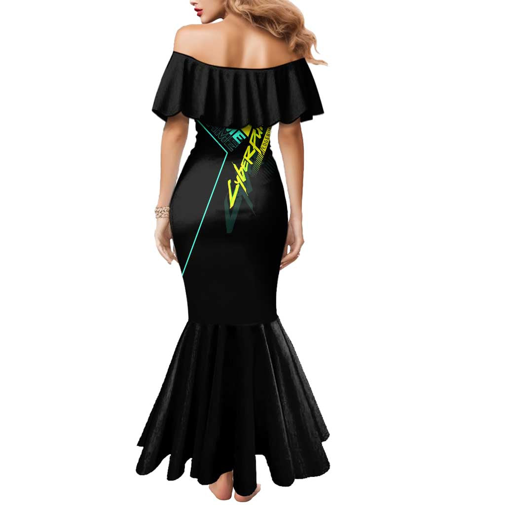 David Martinez Cyberpunk Edgerunners Mermaid Dress Futuristic Neon Anime Style