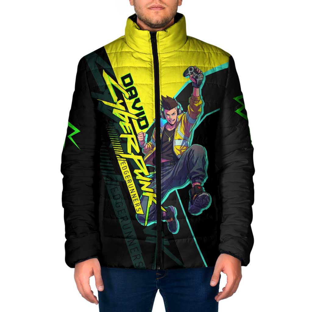 David Martinez Cyberpunk Edgerunners Padded Jacket Futuristic Neon Anime Style