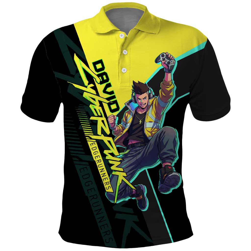 David Martinez Cyberpunk Edgerunners Polo Shirt Futuristic Neon Anime Style