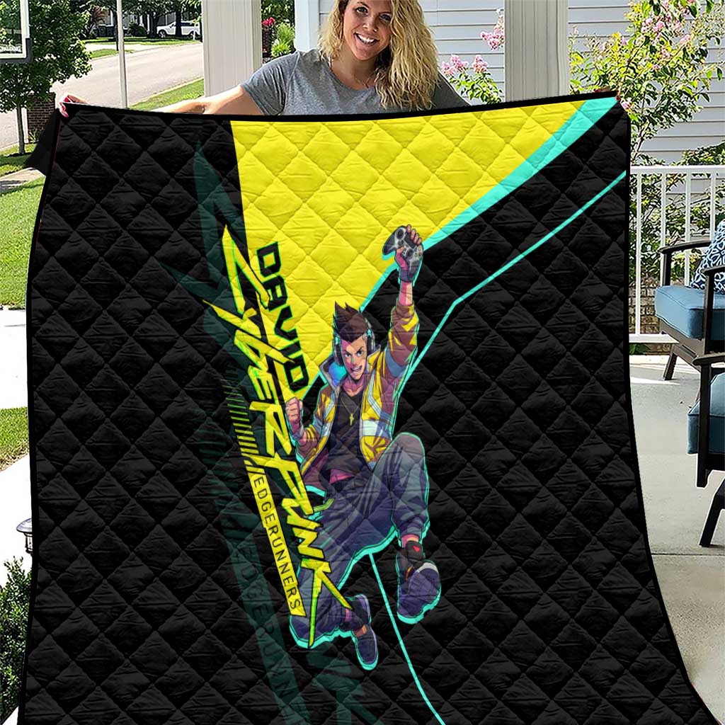 David Martinez Cyberpunk Edgerunners Quilt Futuristic Neon Anime Style