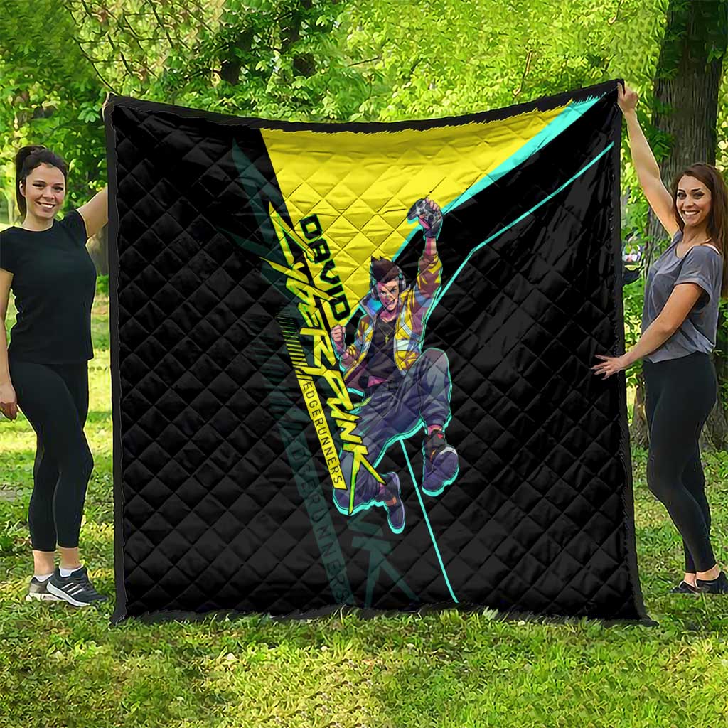 David Martinez Cyberpunk Edgerunners Quilt Futuristic Neon Anime Style