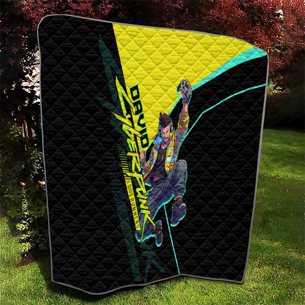 David Martinez Cyberpunk Edgerunners Quilt Futuristic Neon Anime Style