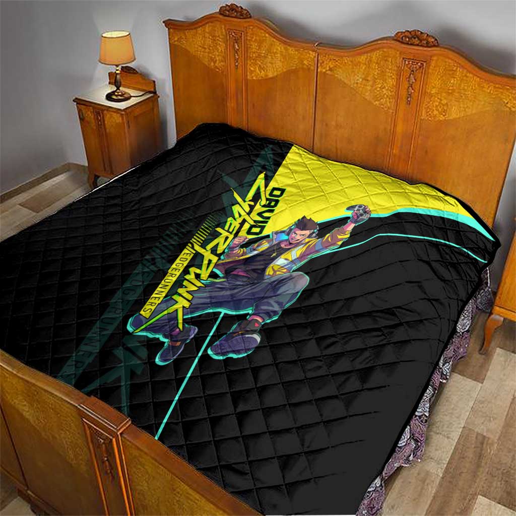 David Martinez Cyberpunk Edgerunners Quilt Futuristic Neon Anime Style