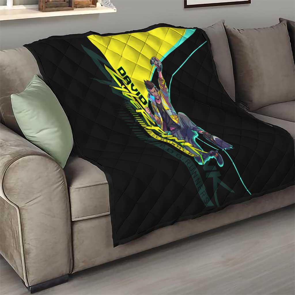 David Martinez Cyberpunk Edgerunners Quilt Futuristic Neon Anime Style