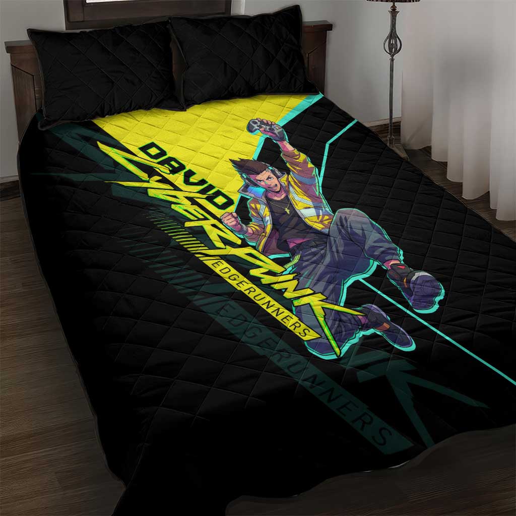 David Martinez Cyberpunk Edgerunners Quilt Bed Set Futuristic Neon Anime Style