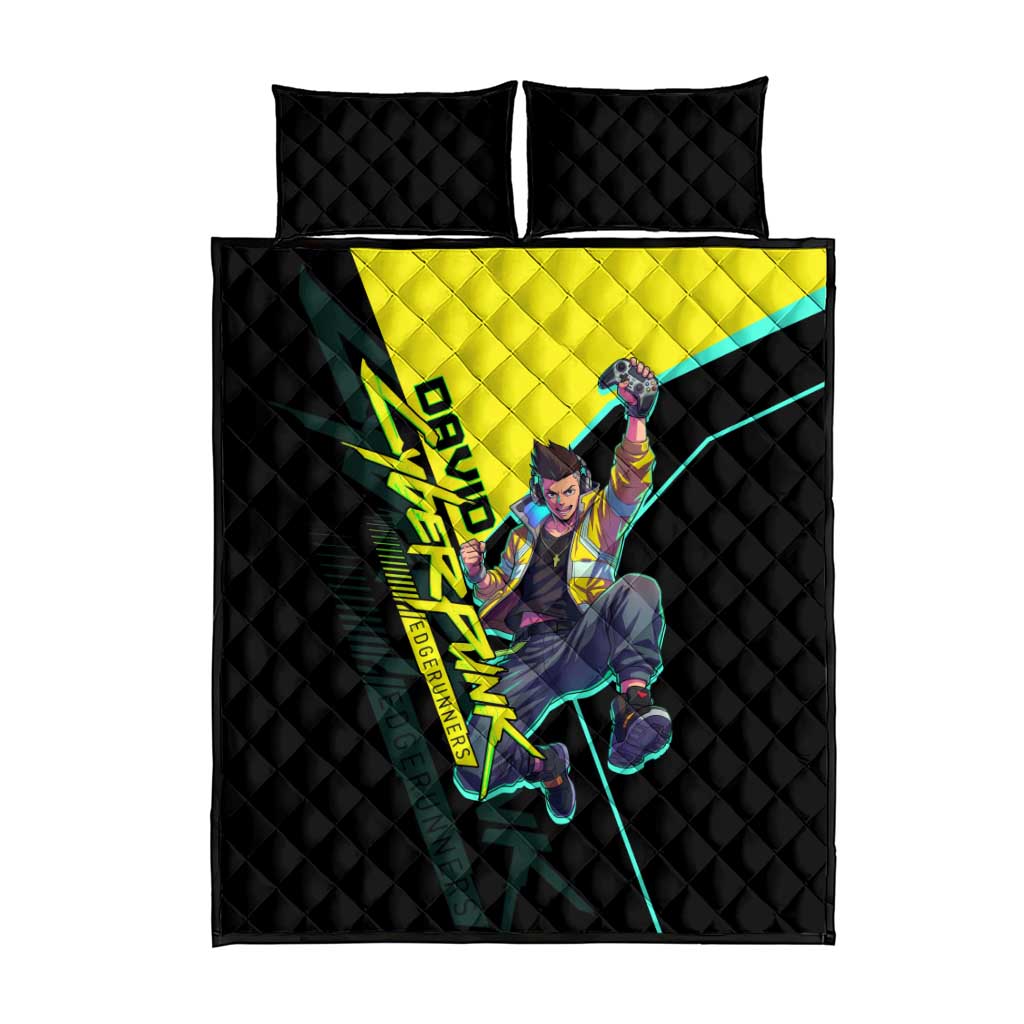 David Martinez Cyberpunk Edgerunners Quilt Bed Set Futuristic Neon Anime Style