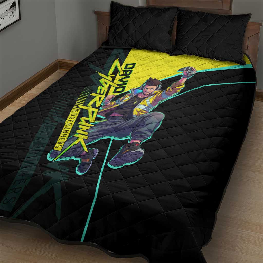 David Martinez Cyberpunk Edgerunners Quilt Bed Set Futuristic Neon Anime Style