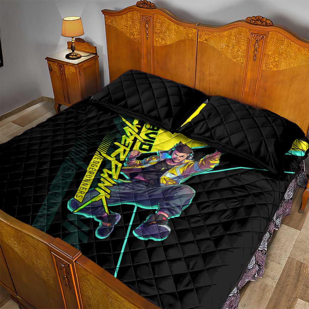 David Martinez Cyberpunk Edgerunners Quilt Bed Set Futuristic Neon Anime Style