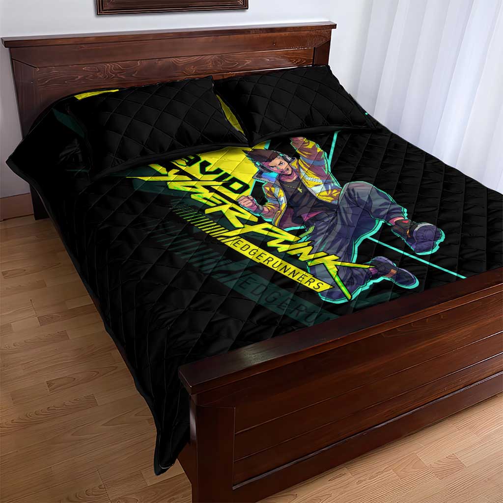 David Martinez Cyberpunk Edgerunners Quilt Bed Set Futuristic Neon Anime Style