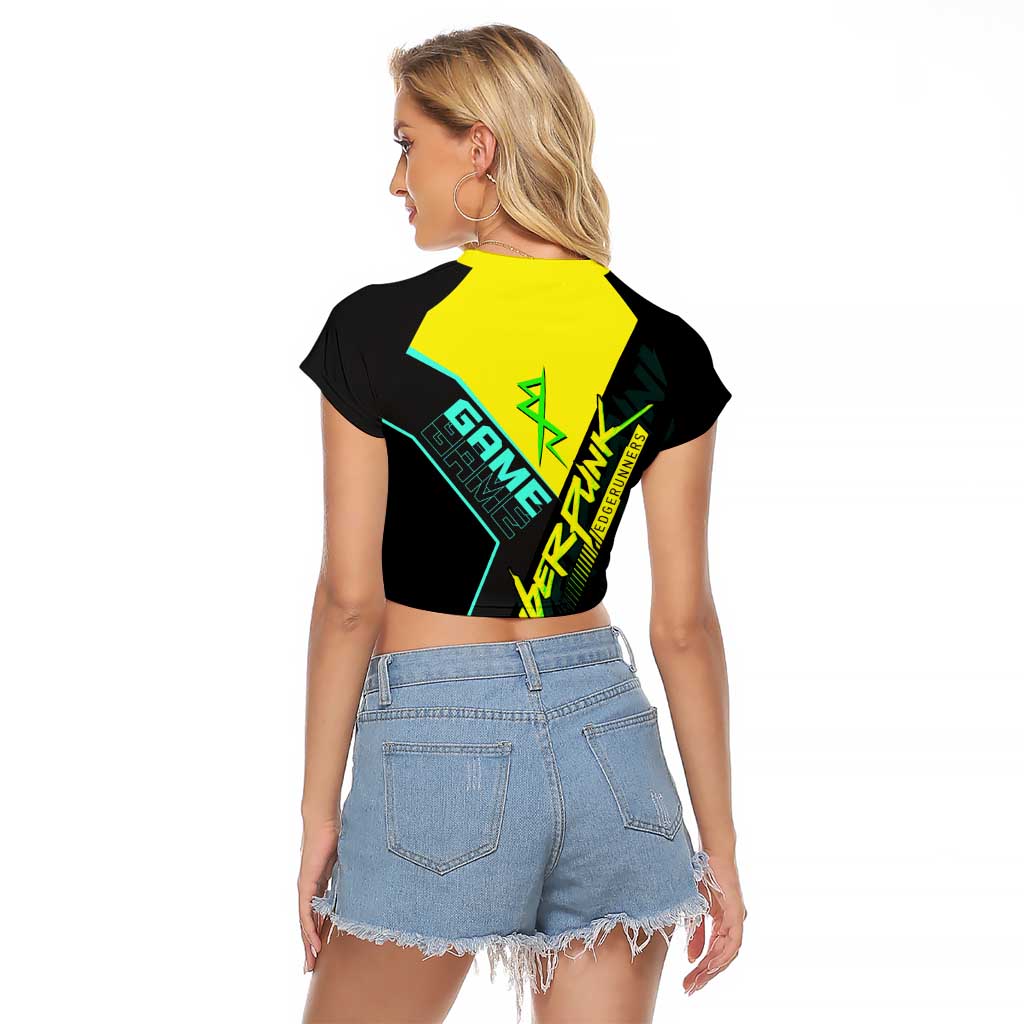 David Martinez Cyberpunk Edgerunners Raglan Cropped T Shirt Futuristic Neon Anime Style