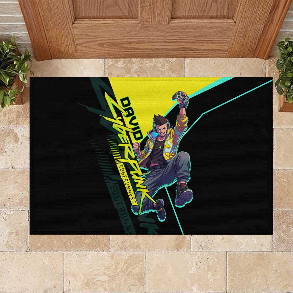 David Martinez Cyberpunk Edgerunners Rubber Doormat Futuristic Neon Anime Style
