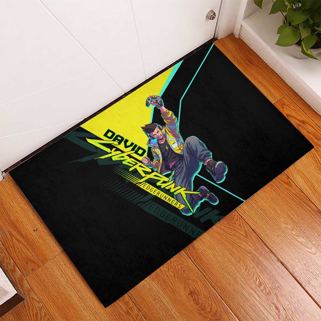 David Martinez Cyberpunk Edgerunners Rubber Doormat Futuristic Neon Anime Style
