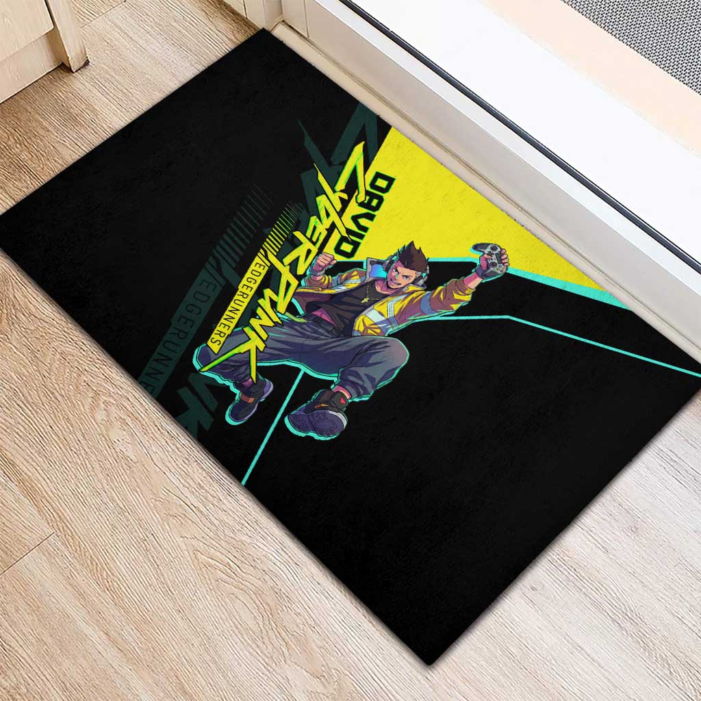 David Martinez Cyberpunk Edgerunners Rubber Doormat Futuristic Neon Anime Style