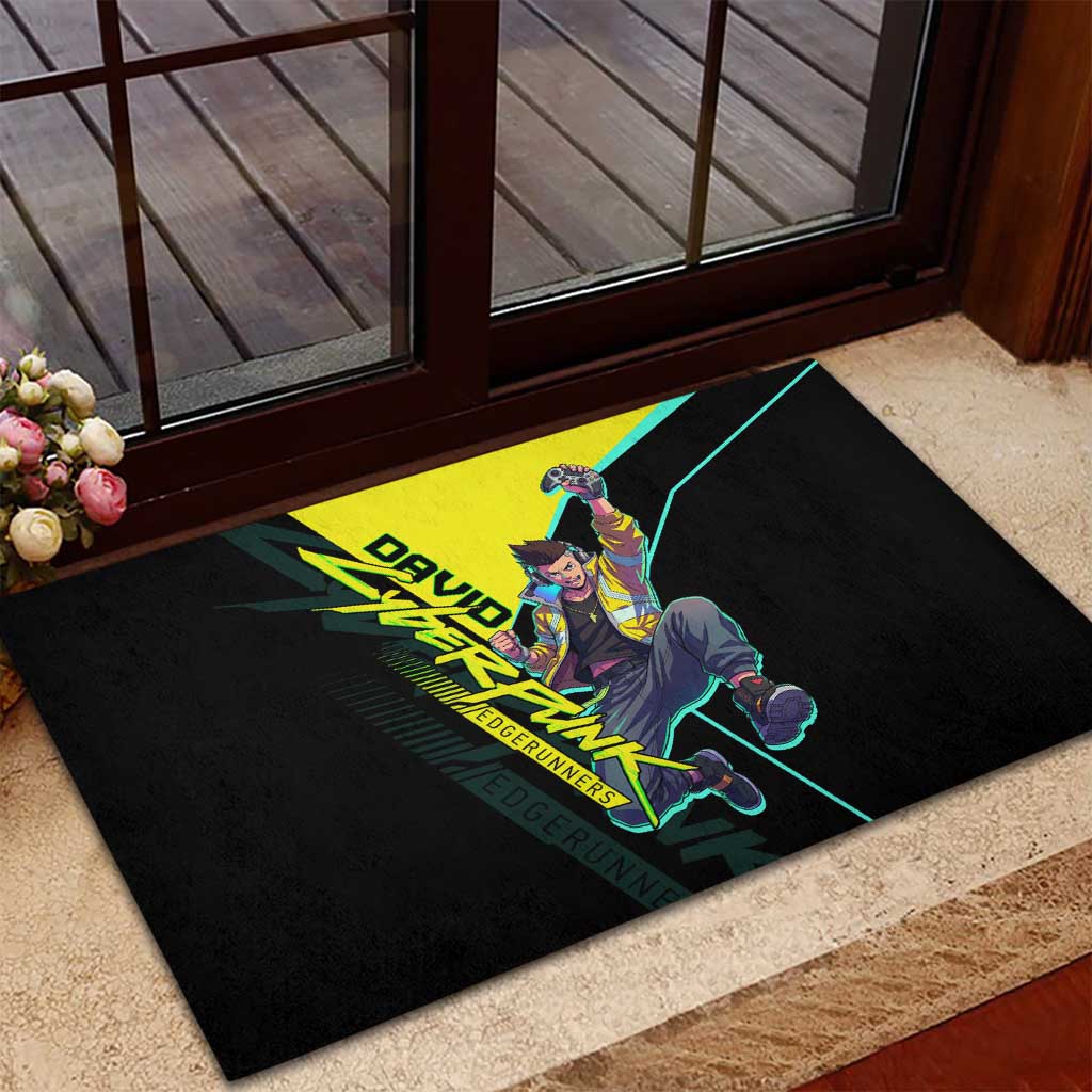 David Martinez Cyberpunk Edgerunners Rubber Doormat Futuristic Neon Anime Style