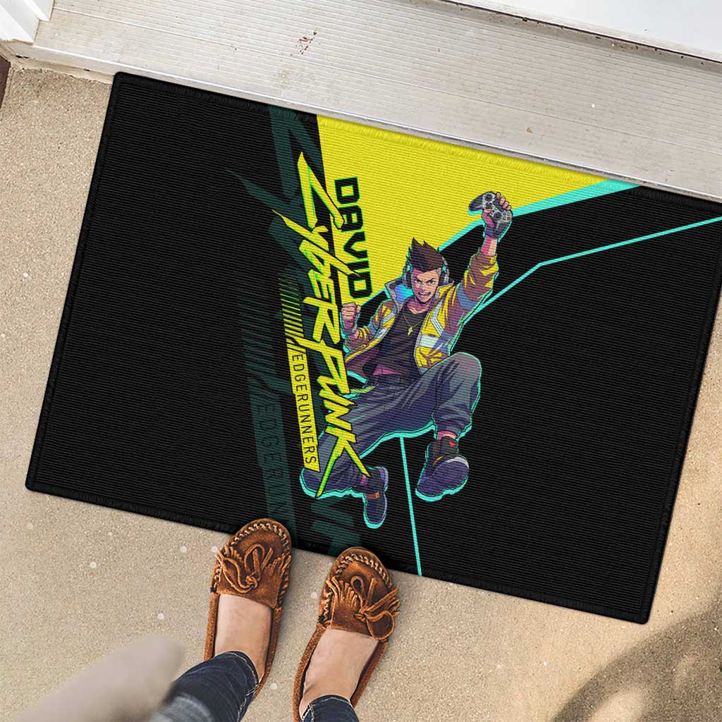 David Martinez Cyberpunk Edgerunners Rubber Doormat Futuristic Neon Anime Style