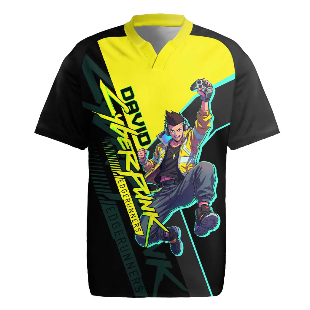 David Martinez Cyberpunk Edgerunners Rugby Jersey Futuristic Neon Anime Style