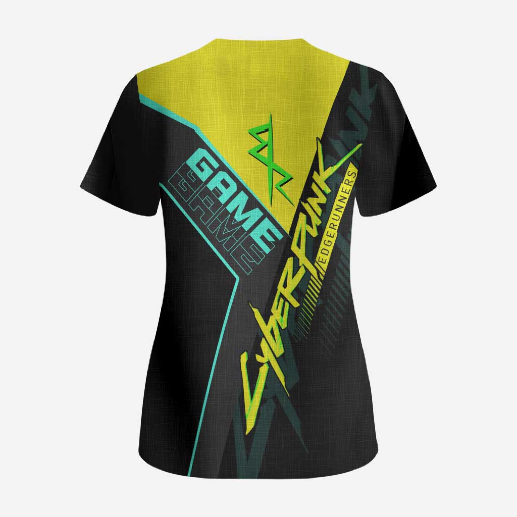 David Martinez Cyberpunk Edgerunners Scrub Top Futuristic Neon Anime Style