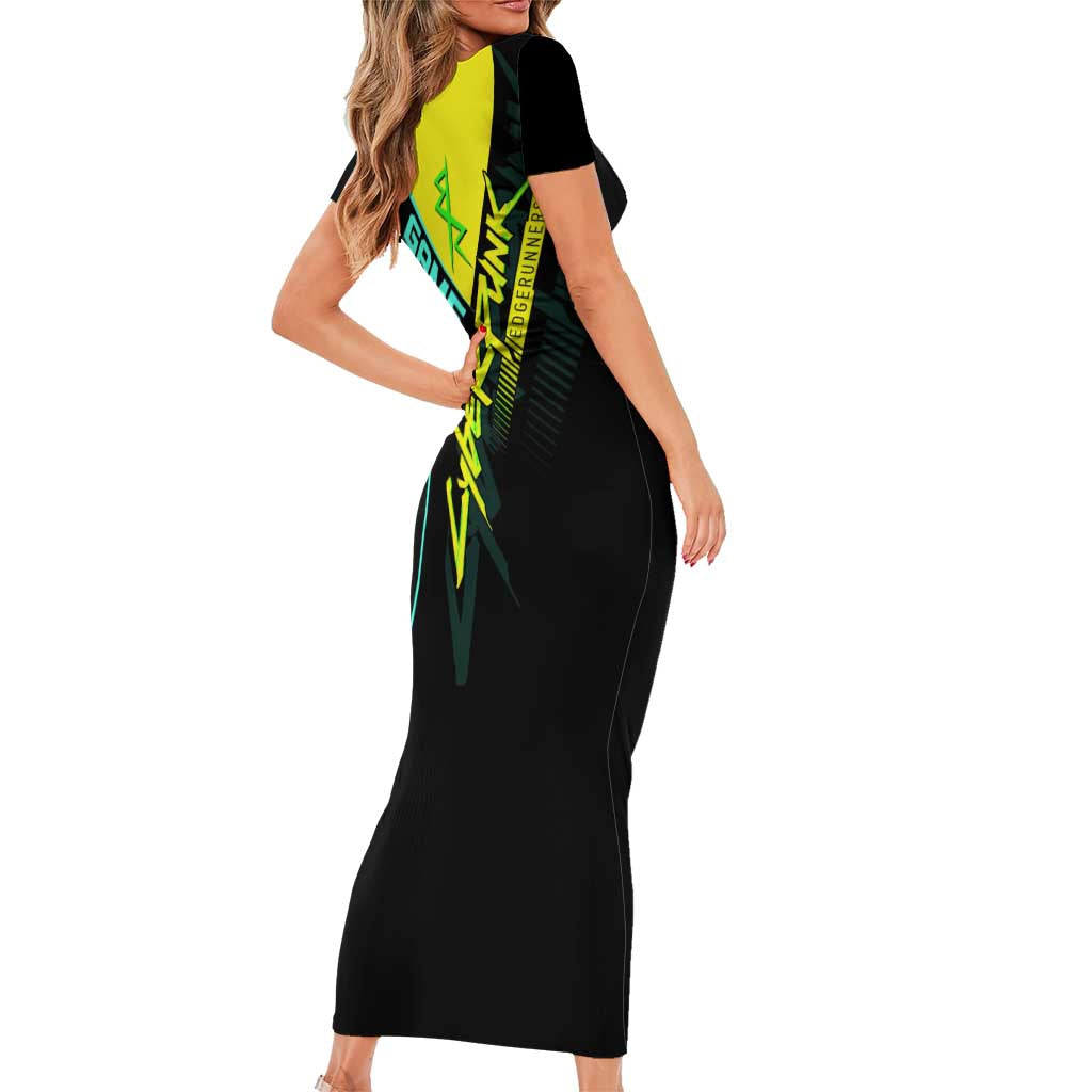 David Martinez Cyberpunk Edgerunners Short Sleeve Bodycon Dress Futuristic Neon Anime Style