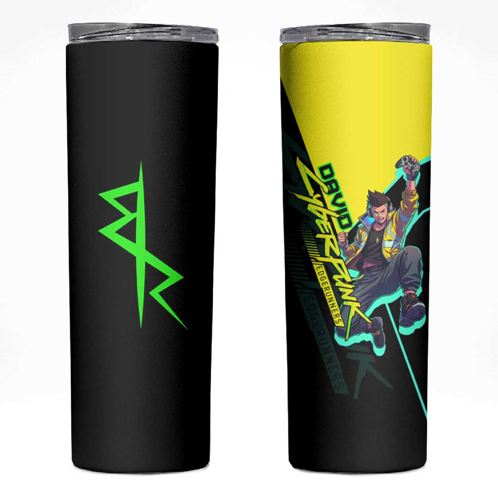 David Martinez Cyberpunk Edgerunners Skinny Tumbler Futuristic Neon Anime Style