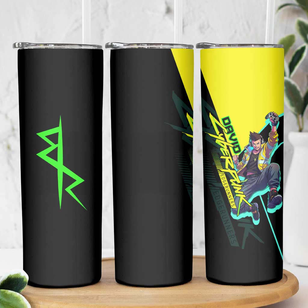 David Martinez Cyberpunk Edgerunners Skinny Tumbler Futuristic Neon Anime Style
