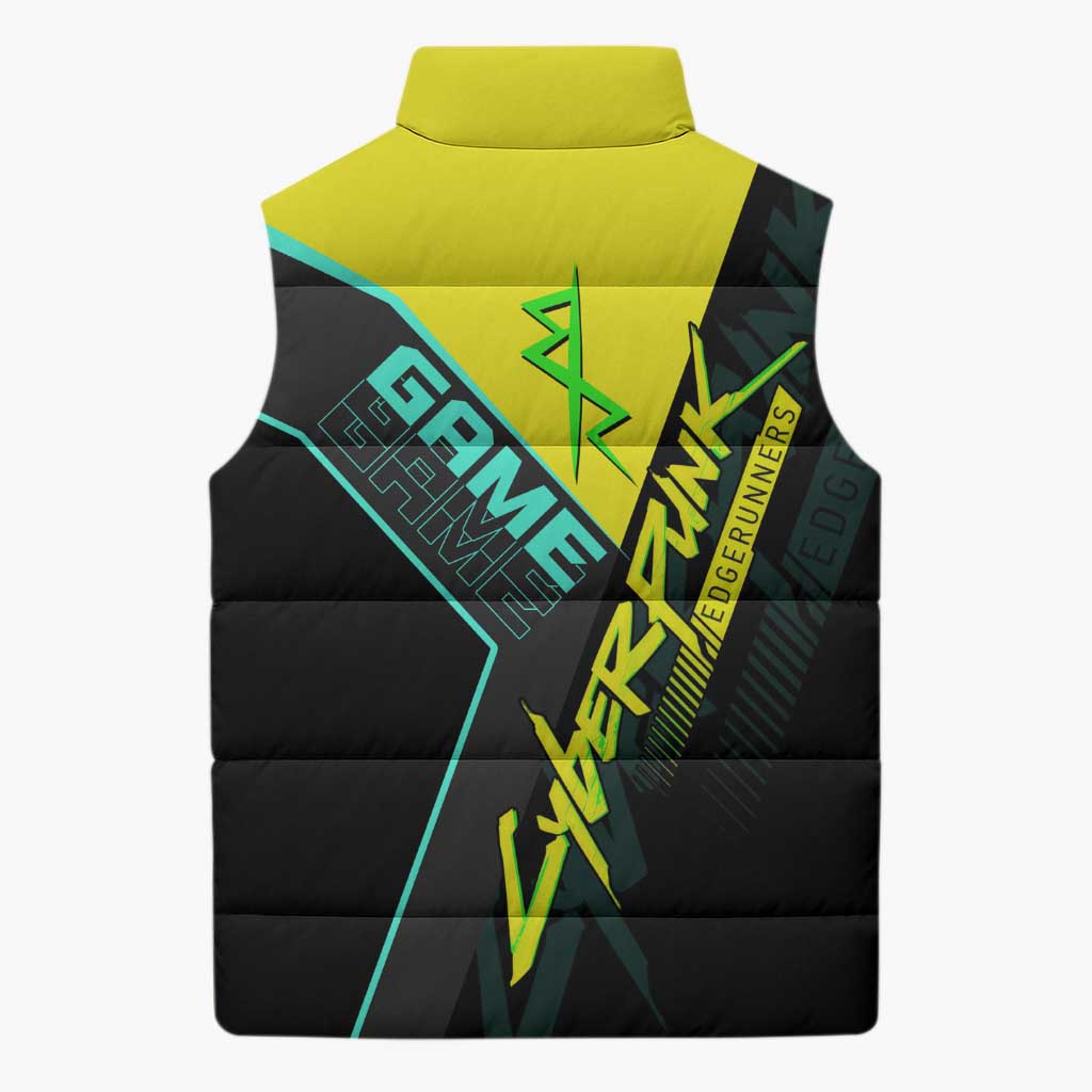 David Martinez Cyberpunk Edgerunners Sleeveless Puffer Jacket Futuristic Neon Anime Style