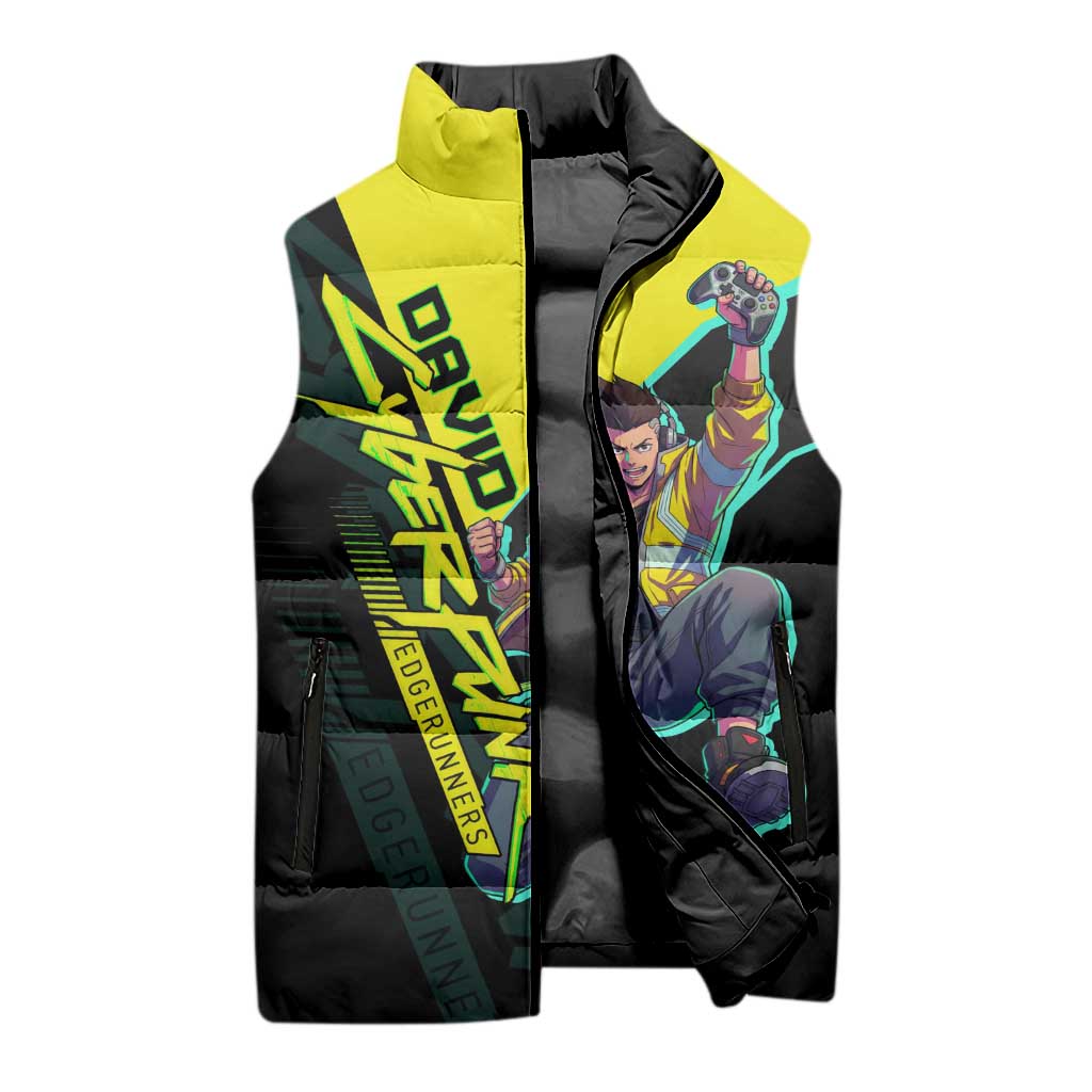 David Martinez Cyberpunk Edgerunners Sleeveless Puffer Jacket Futuristic Neon Anime Style