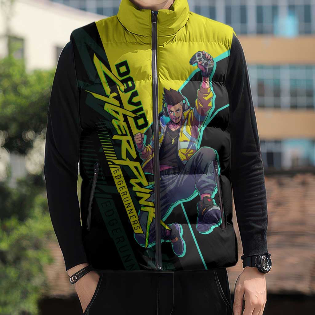 David Martinez Cyberpunk Edgerunners Sleeveless Puffer Jacket Futuristic Neon Anime Style