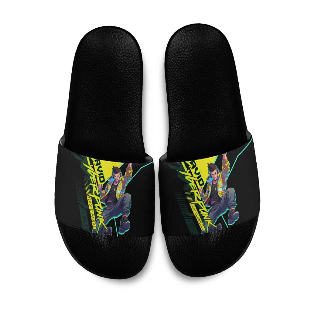 David Martinez Cyberpunk Edgerunners Slide Sandals Futuristic Neon Anime Style