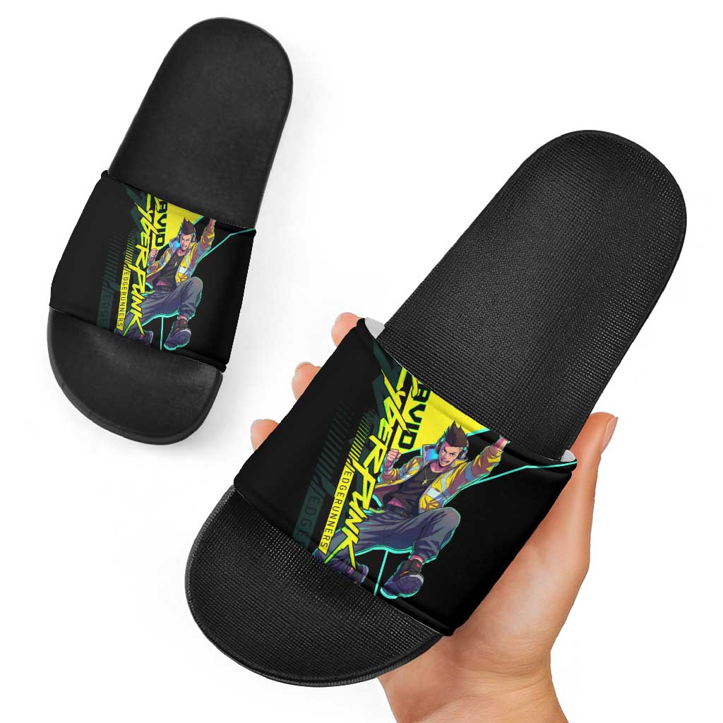 David Martinez Cyberpunk Edgerunners Slide Sandals Futuristic Neon Anime Style
