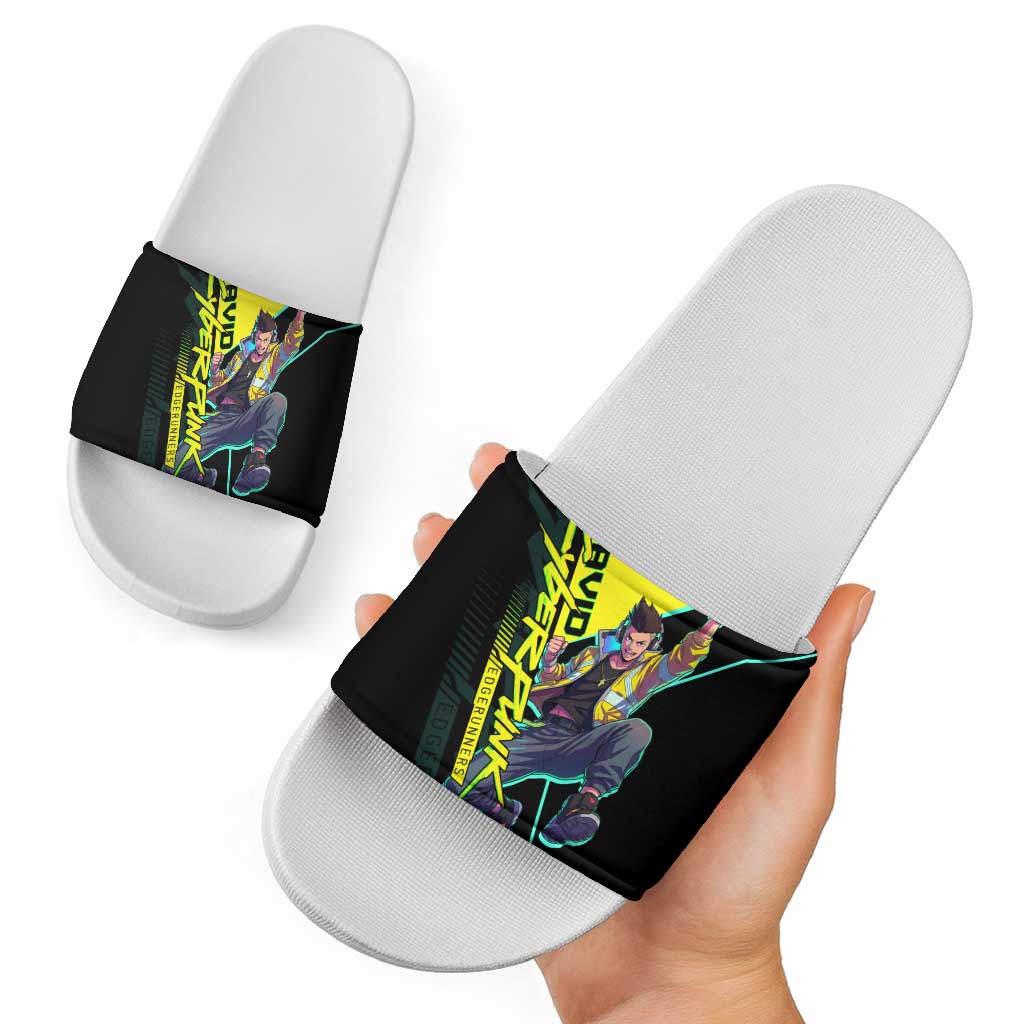 David Martinez Cyberpunk Edgerunners Slide Sandals Futuristic Neon Anime Style
