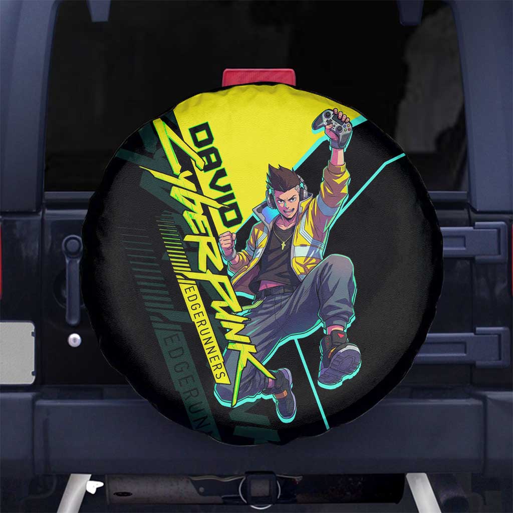 David Martinez Cyberpunk Edgerunners Spare Tire Cover Futuristic Neon Anime Style