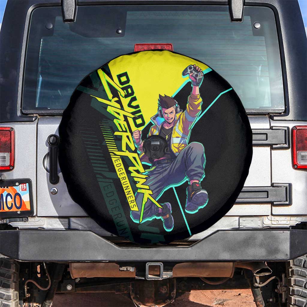 David Martinez Cyberpunk Edgerunners Spare Tire Cover Futuristic Neon Anime Style