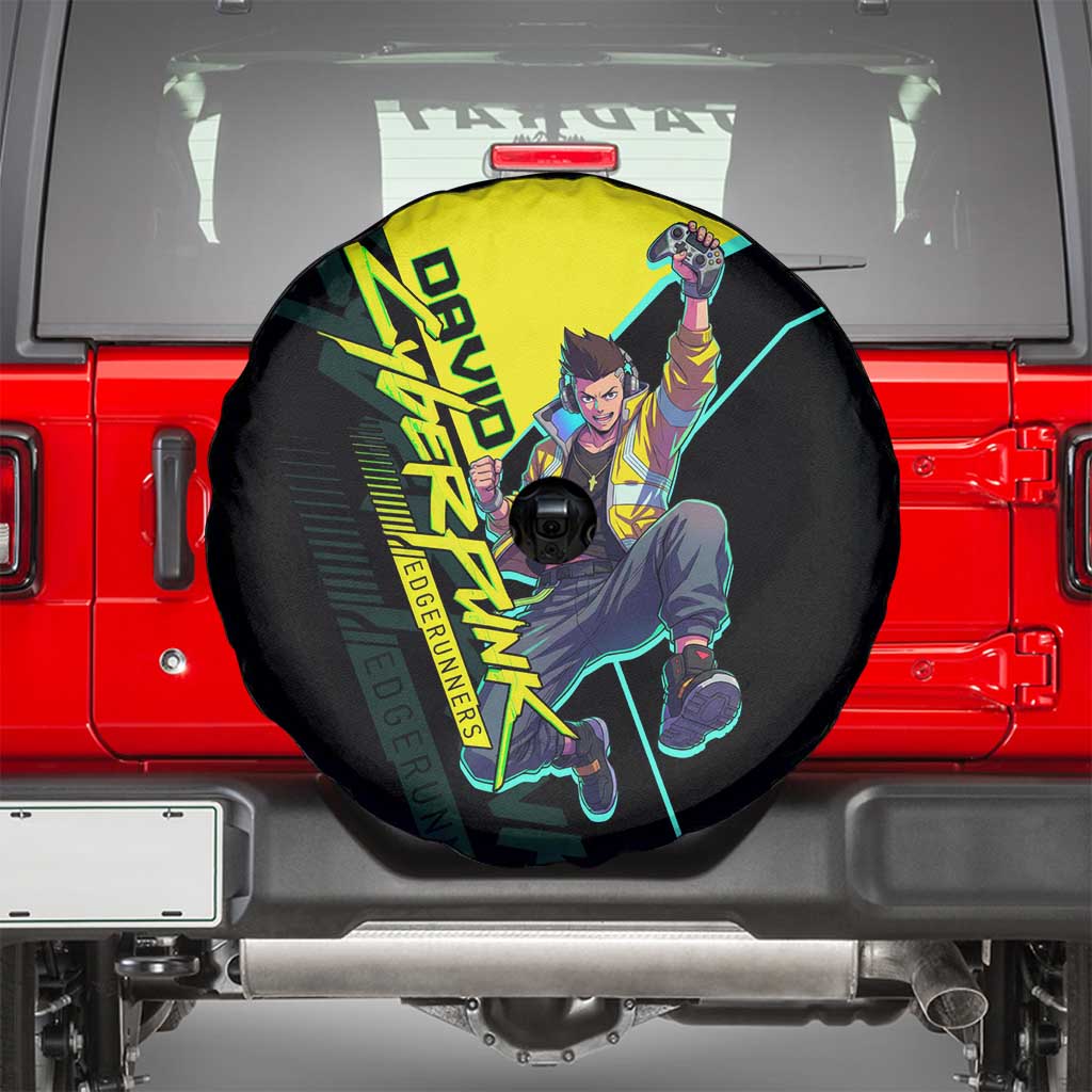 David Martinez Cyberpunk Edgerunners Spare Tire Cover Futuristic Neon Anime Style