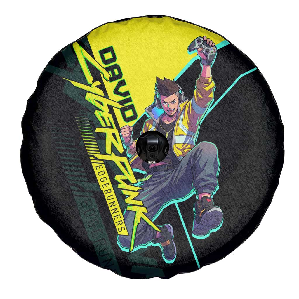 David Martinez Cyberpunk Edgerunners Spare Tire Cover Futuristic Neon Anime Style