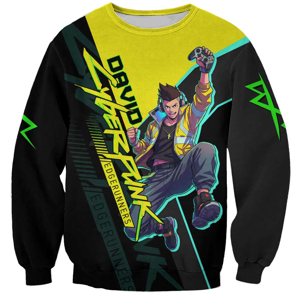 David Martinez Cyberpunk Edgerunners Sweatshirt Futuristic Neon Anime Style