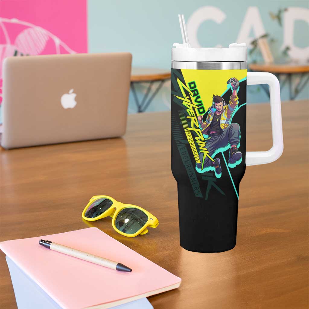 David Martinez Cyberpunk Edgerunners Tumbler With Handle Futuristic Neon Anime Style